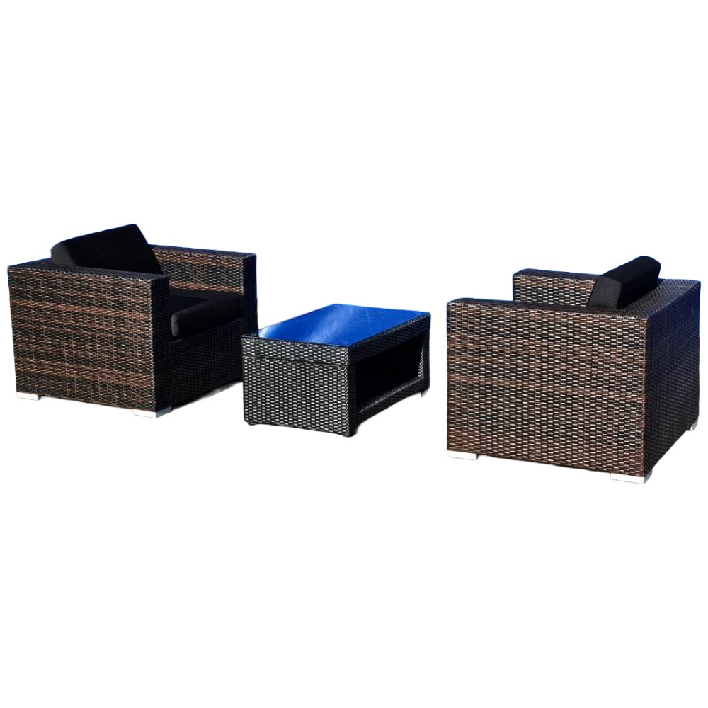 Terassisohvaryhmä kahdelle + pöytä lasikannella